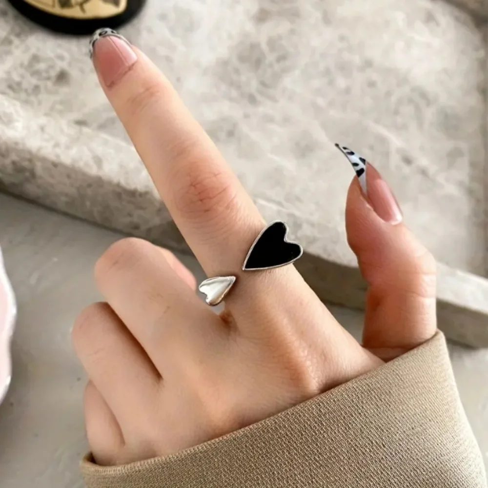 Black Heart Cuff Ring